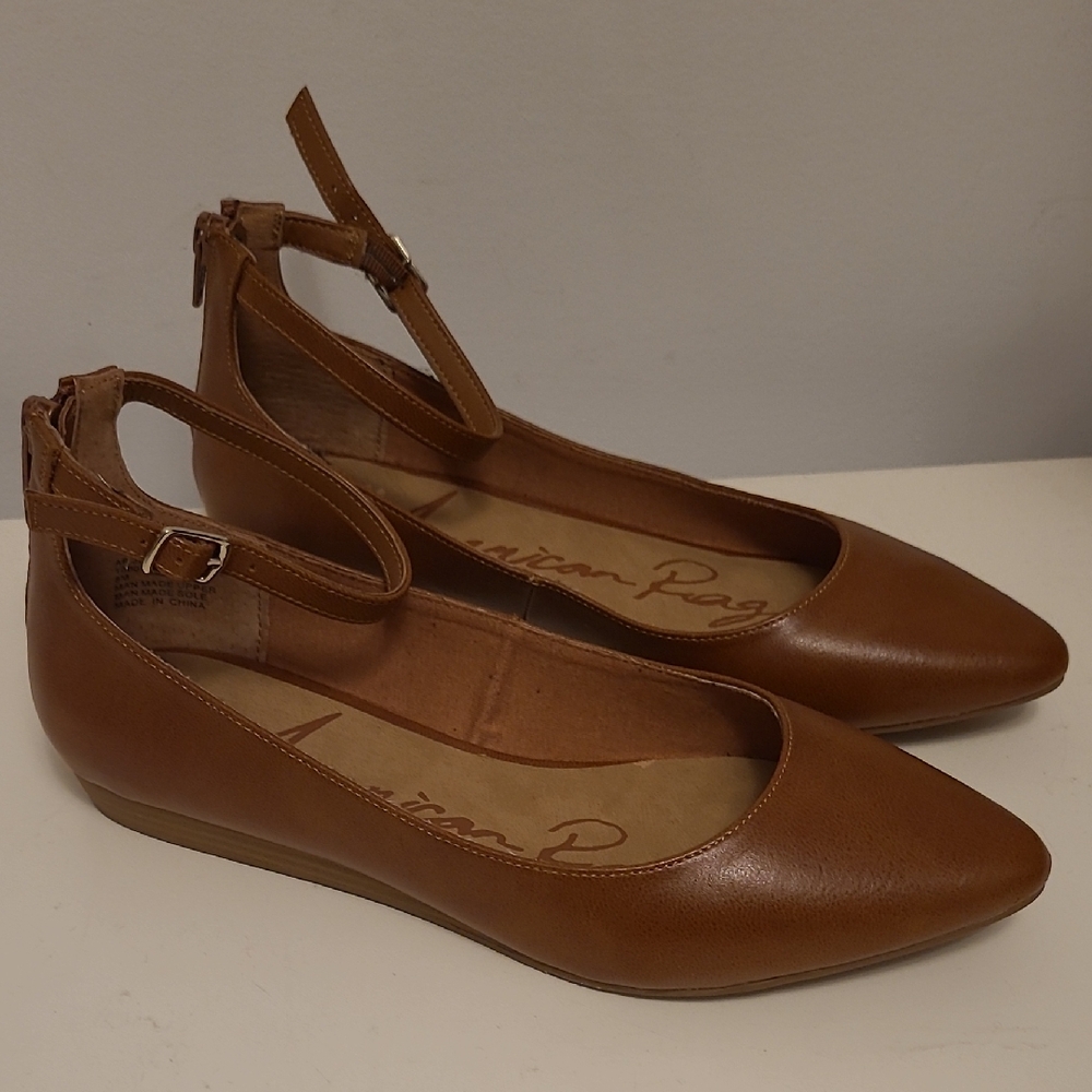American Rag Women's Tan Ankle Strap Flats